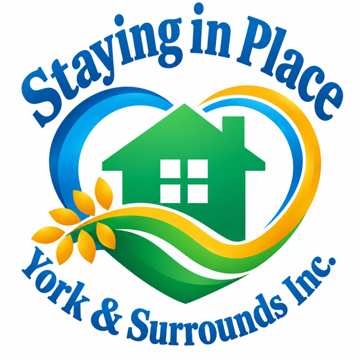 Staying in Place York and Surrounds Inc. logo, a green house inside a heart